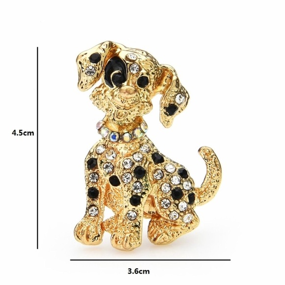 Rhinestone Sitting Dog Brooch Classic Pets Animal Casual Party Brooch Pins Gifts - Picture 3 of 3